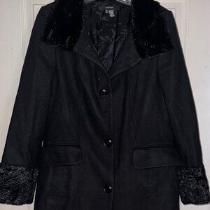 ZARA Basics Wool Coat - Black - Size Large (Medium, 8)